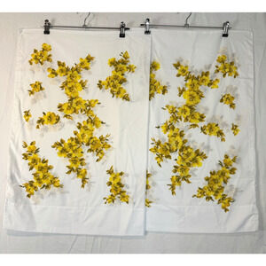 Vtg JP Stevens Standard Pillowcase Wild Flowers Yellow Percale 42" x 36 Set of 2